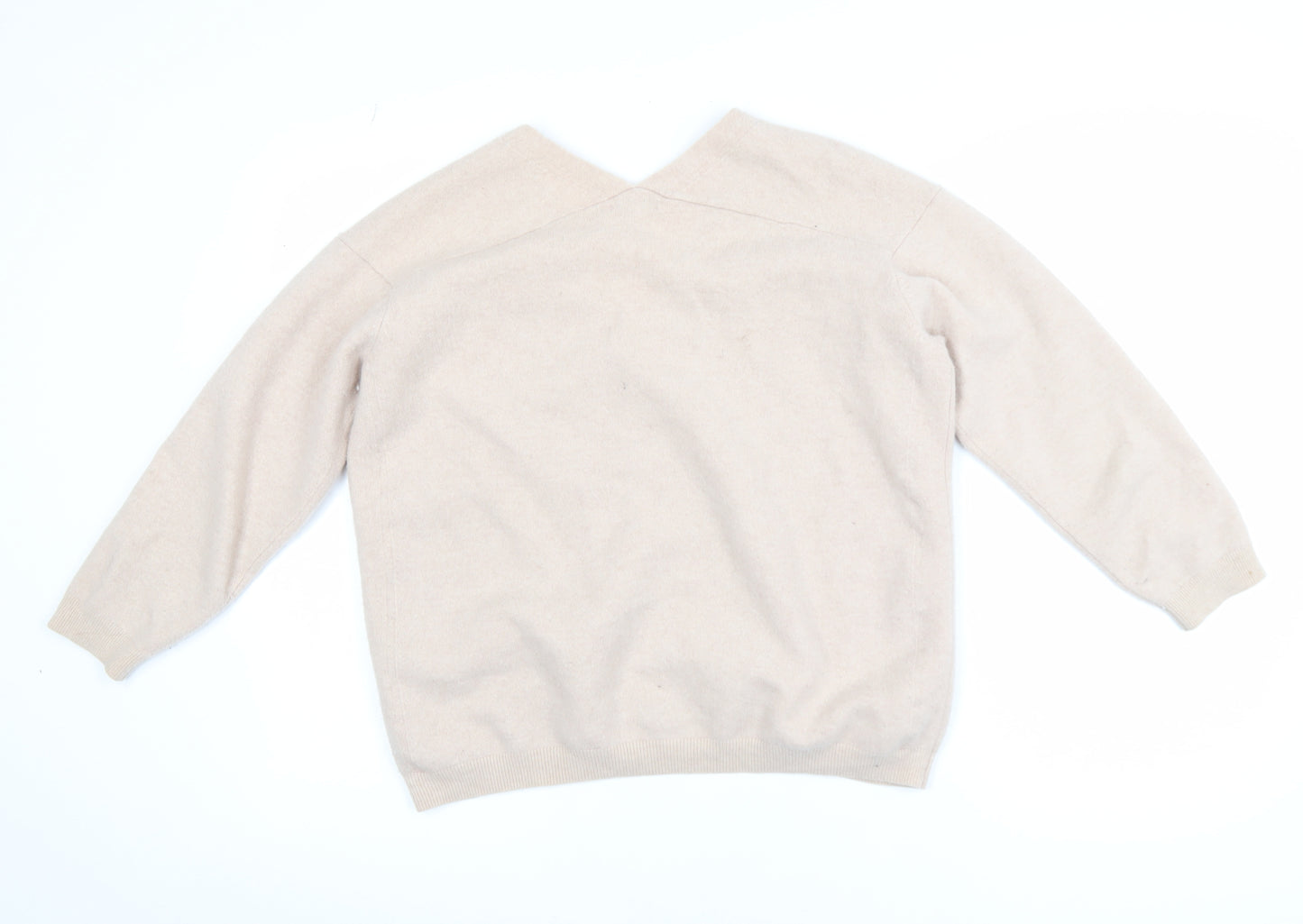 Reiss Womens Beige V-Neck Cashmere Jumper XS Classic Knitwear
