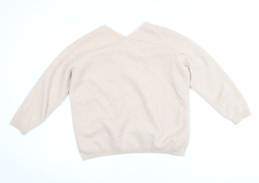 Reiss Womens Beige V-Neck Cashmere Jumper XS Classic Knitwear