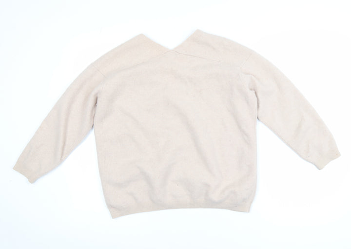 Reiss Womens Beige V-Neck Cashmere Jumper XS Classic Knitwear
