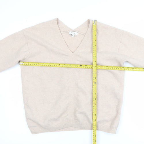 Reiss Womens Beige V-Neck Cashmere Jumper XS Classic Knitwear