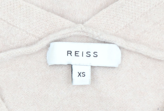 Reiss Womens Beige V-Neck Cashmere Jumper XS Classic Knitwear