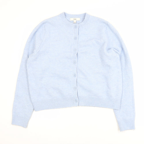 Marks and Spencer Women Blue Crew Neck Long Sleeve Cardigan L