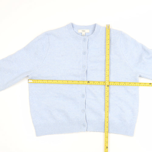 Marks and Spencer Women Blue Crew Neck Long Sleeve Cardigan L
