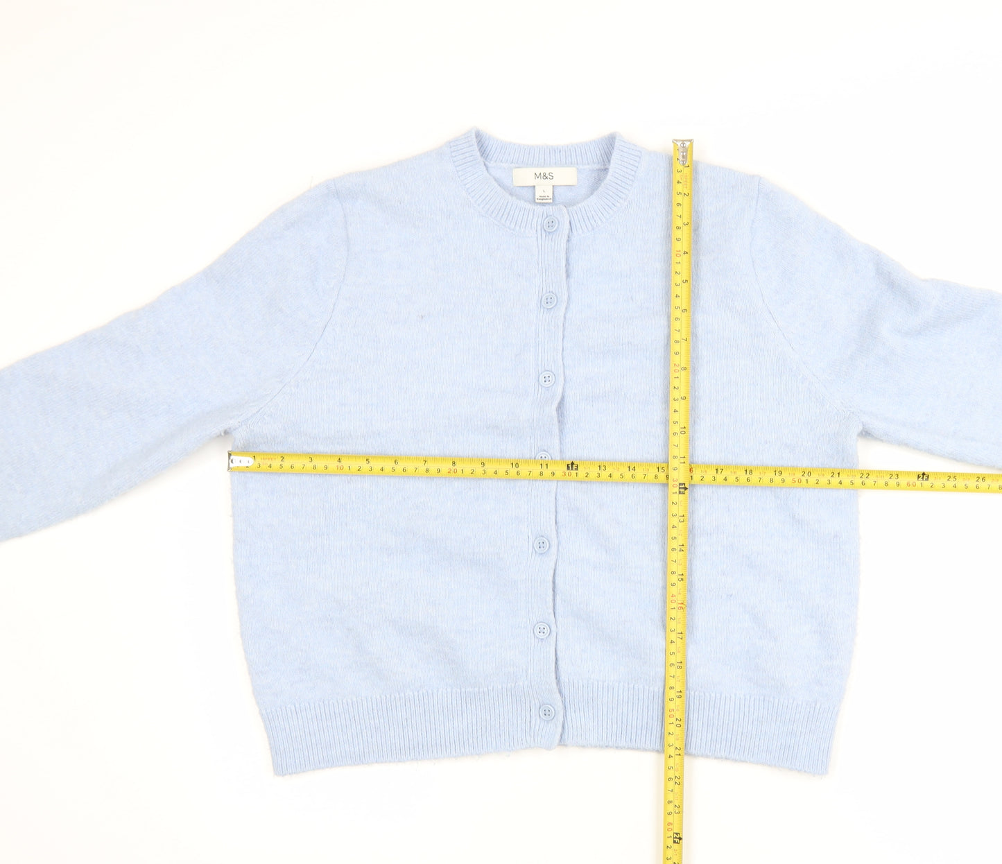 Marks and Spencer Women Blue Crew Neck Long Sleeve Cardigan L