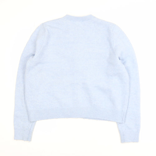 Marks and Spencer Women Blue Crew Neck Long Sleeve Cardigan L
