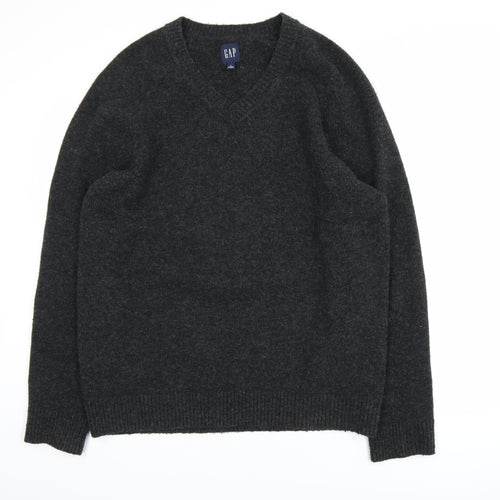 GAP Men’s Grey Wool Blend V-Neck Pullover Jumper Size L