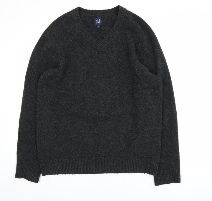 GAP Men’s Grey Wool Blend V-Neck Pullover Jumper Size L