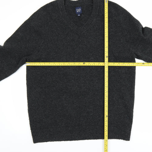 GAP Men’s Grey Wool Blend V-Neck Pullover Jumper Size L