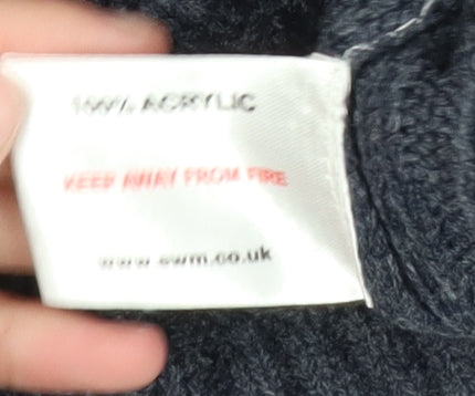 Country Rose Women's Grey Roll Neck Chunky Knit Pullover Jumper Size L