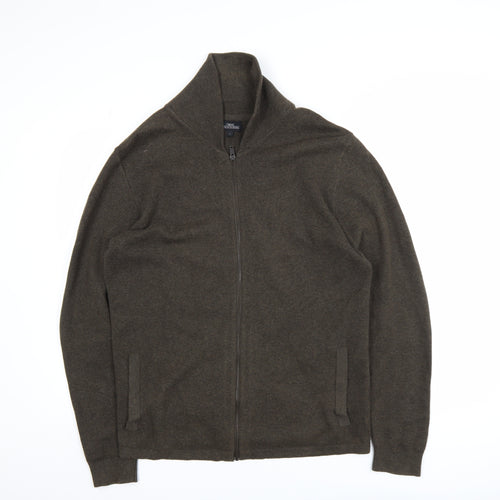 Next Men's Brown Cotton Full Zip High Neck Jumper Size L