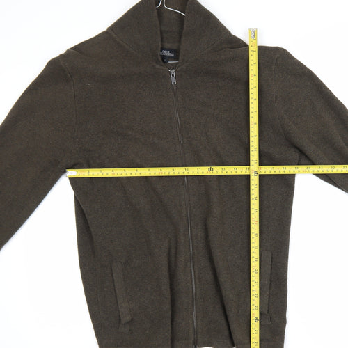 Next Men's Brown Cotton Full Zip High Neck Jumper Size L