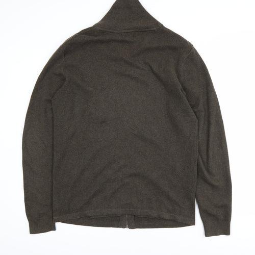 Next Men's Brown Cotton Full Zip High Neck Jumper Size L