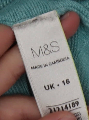 Marks and Spencer Women's Blue Acrylic Knit T-Shirt Size 16