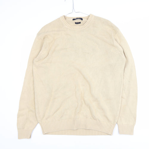 McNeal Men's Beige Cotton Crew Neck Pullover Jumper Size S