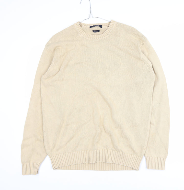 McNeal Men's Beige Cotton Crew Neck Pullover Jumper Size S
