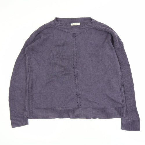White Stuff Women’s Purple Cotton Linen Crew Neck Jumper Size 10