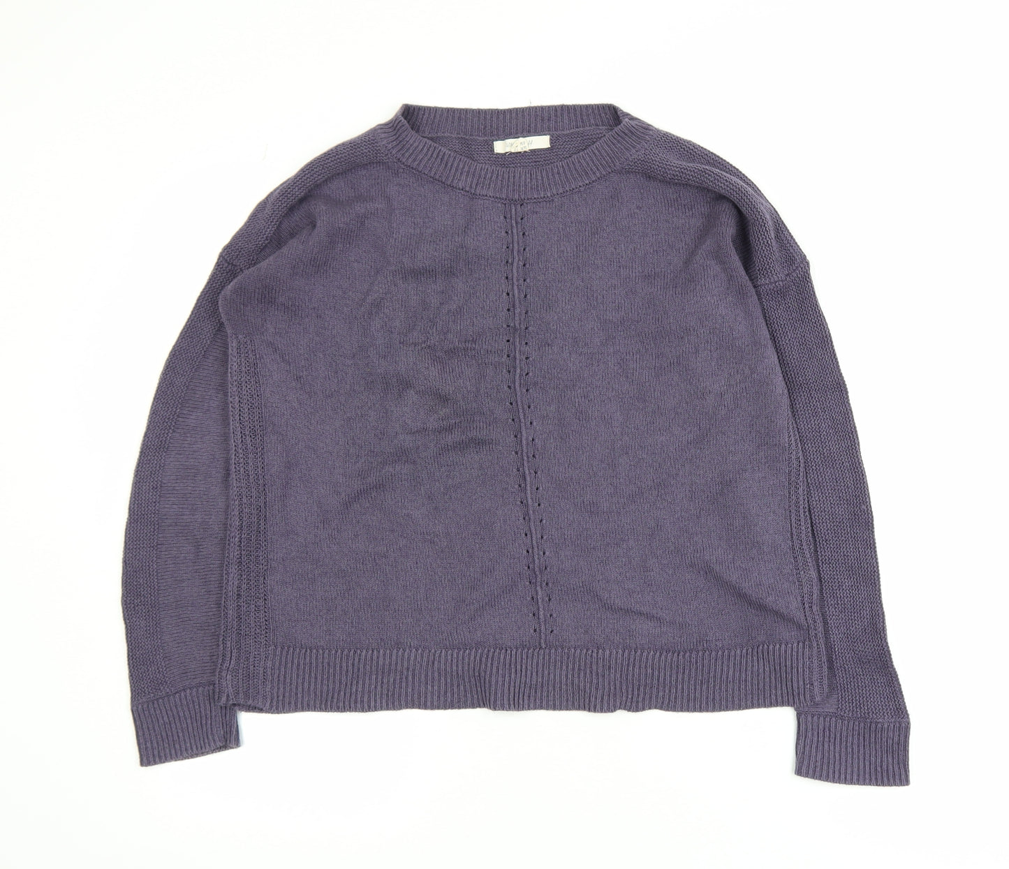 White Stuff Women’s Purple Cotton Linen Crew Neck Jumper Size 10