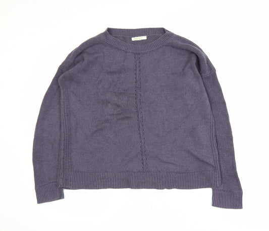 White Stuff Women’s Purple Cotton Linen Crew Neck Jumper Size 10