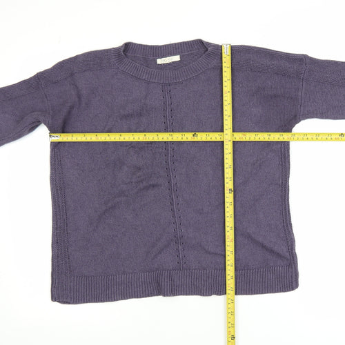 White Stuff Women’s Purple Cotton Linen Crew Neck Jumper Size 10
