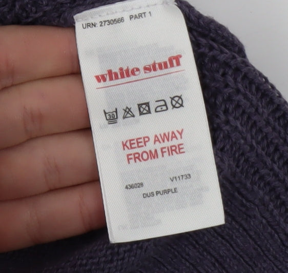 White Stuff Women’s Purple Cotton Linen Crew Neck Jumper Size 10