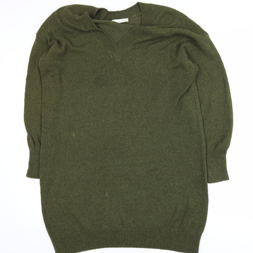 Zara Women’s Green V-Neck Long Sleeve Pullover Jumper Size S