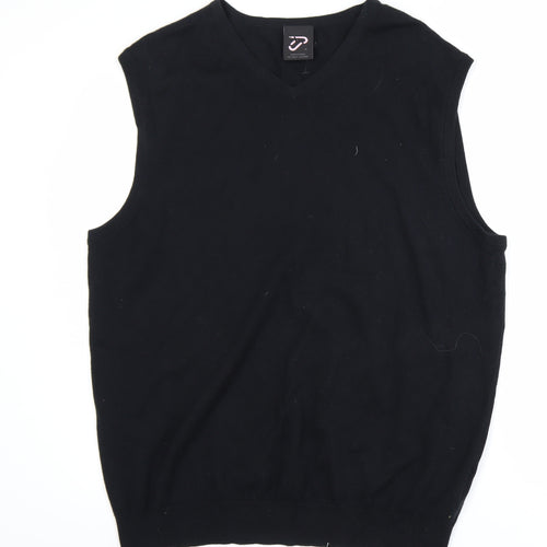 IJP Design Men's Black XL V-Neck Cotton Wool Golf Vest