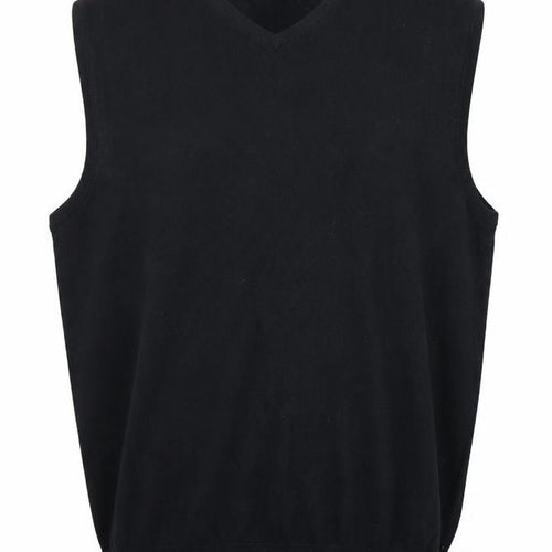 IJP Design Men's Black XL V-Neck Cotton Wool Golf Vest