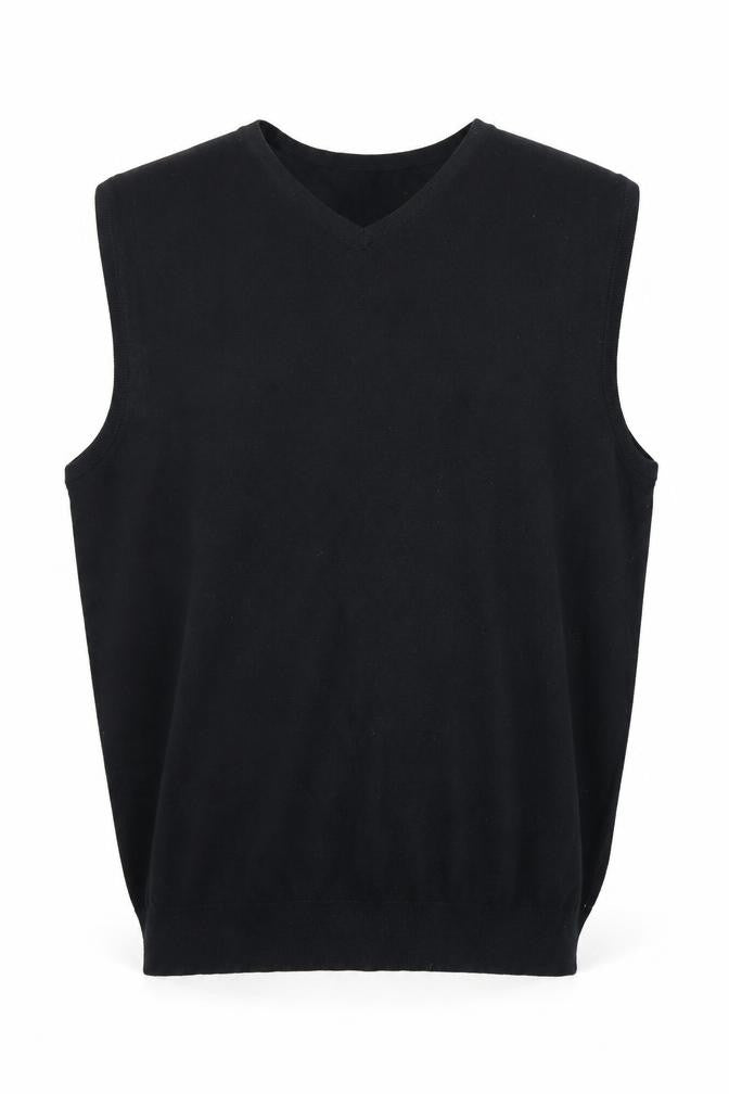 IJP Design Men's Black XL V-Neck Cotton Wool Golf Vest