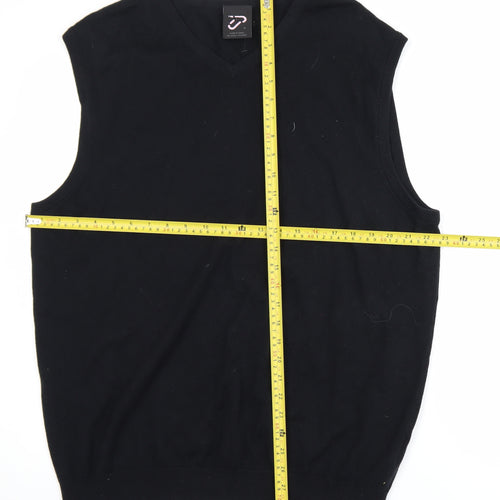 IJP Design Men's Black XL V-Neck Cotton Wool Golf Vest