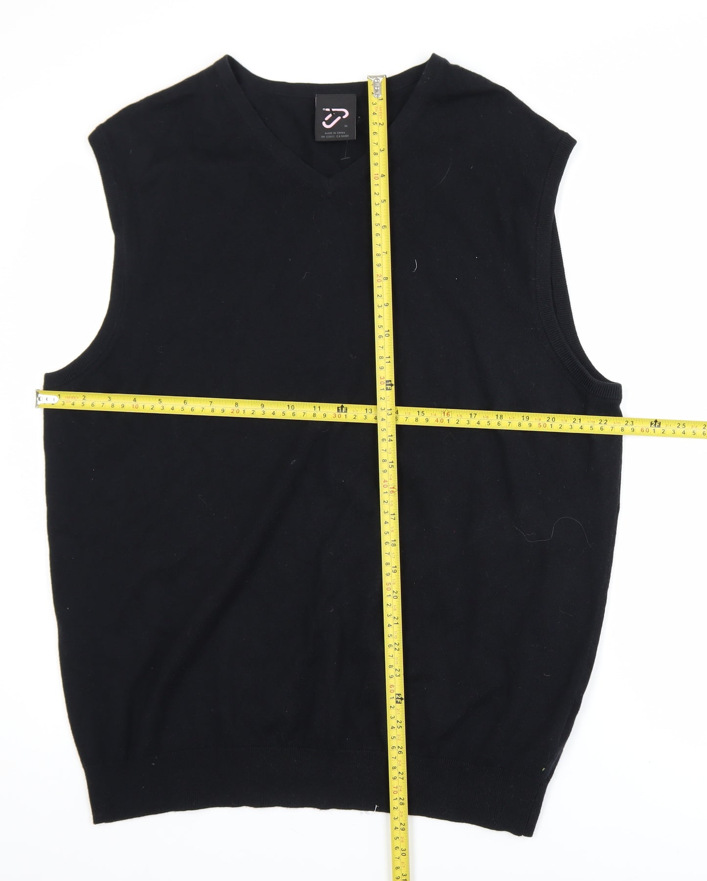 IJP Design Men's Black XL V-Neck Cotton Wool Golf Vest
