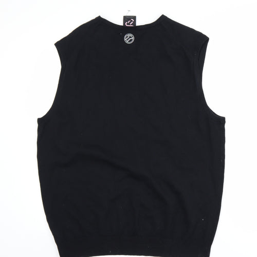 IJP Design Men's Black XL V-Neck Cotton Wool Golf Vest