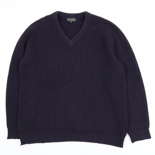 P.G. Field Men's Blue V-Neck Chunky Knit Acrylic Jumper M