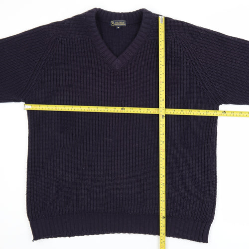 P.G. Field Men's Blue V-Neck Chunky Knit Acrylic Jumper M