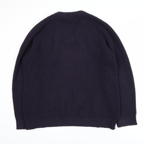 P.G. Field Men's Blue V-Neck Chunky Knit Acrylic Jumper M