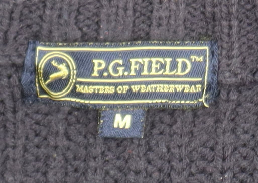 P.G. Field Men's Blue V-Neck Chunky Knit Acrylic Jumper M