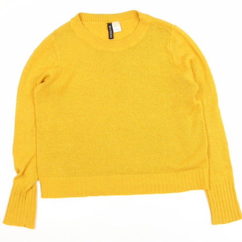 H&M Women’s Yellow Crew Neck Acrylic Knit Jumper XS