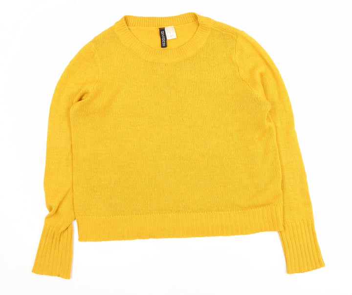 H&M Women’s Yellow Crew Neck Acrylic Knit Jumper XS