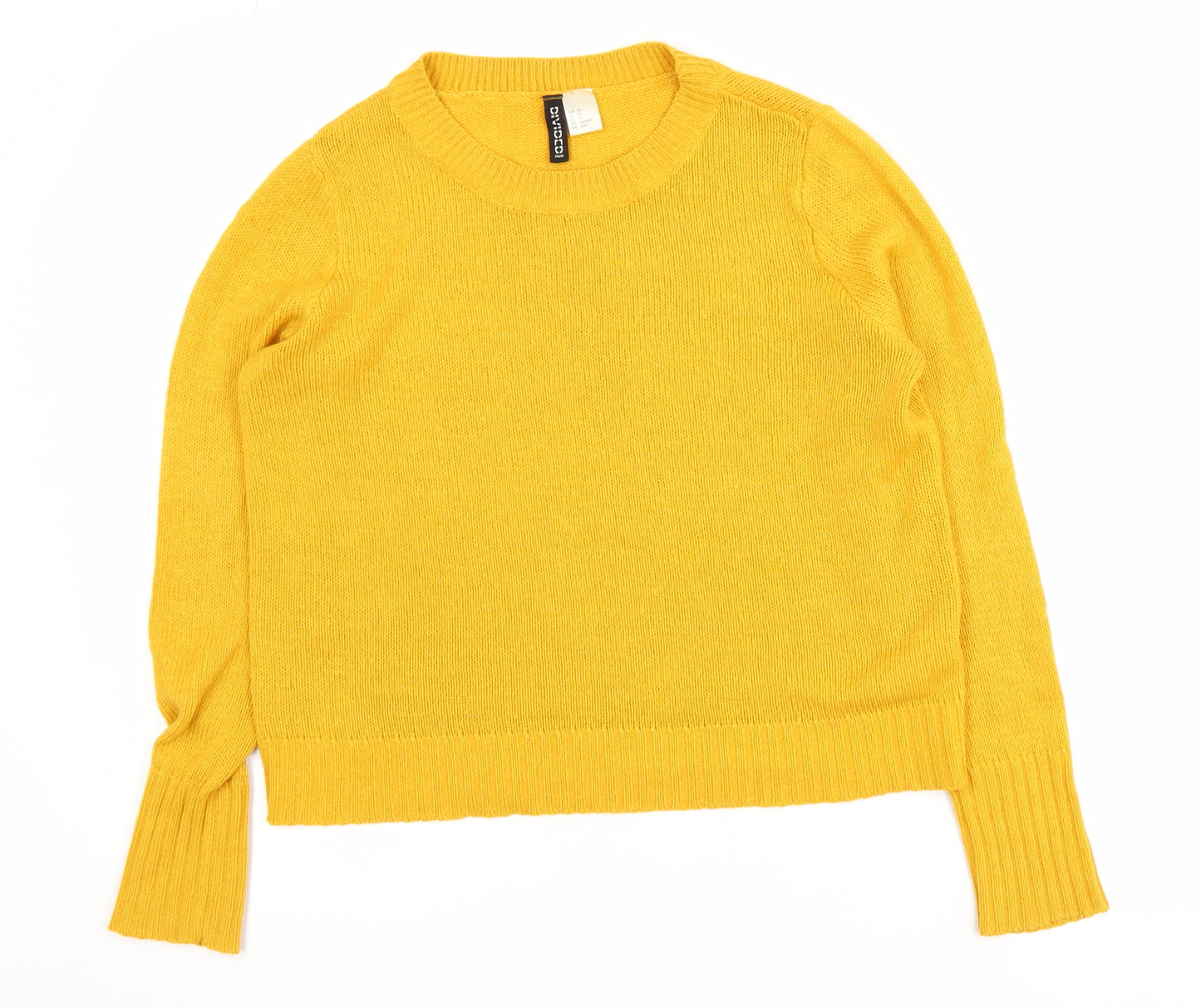 H&M Women’s Yellow Crew Neck Acrylic Knit Jumper XS