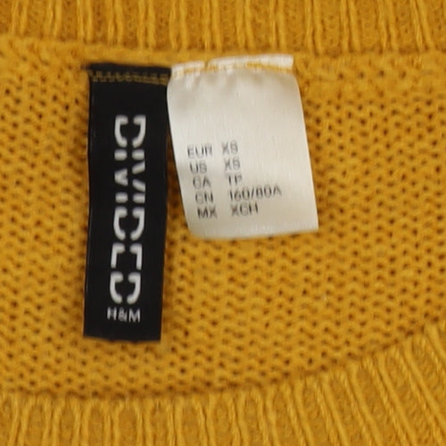 H&M Women’s Yellow Crew Neck Acrylic Knit Jumper XS