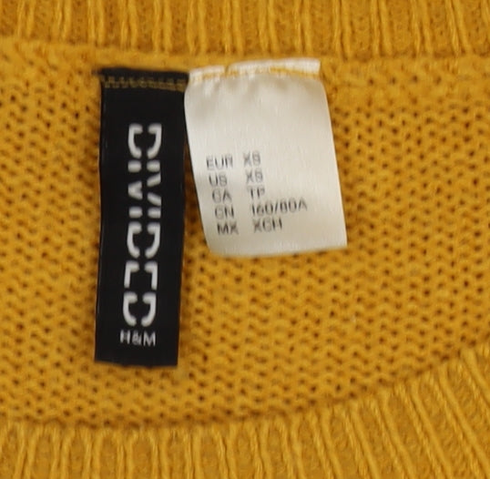 H&M Women’s Yellow Crew Neck Acrylic Knit Jumper XS