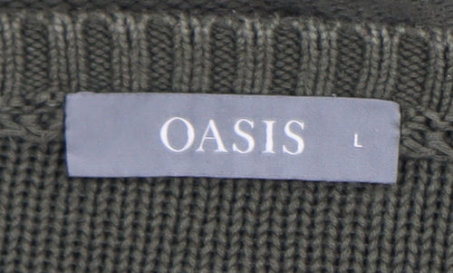 Oasis Womens Green Cotton Cable-Knit Pullover Jumper L