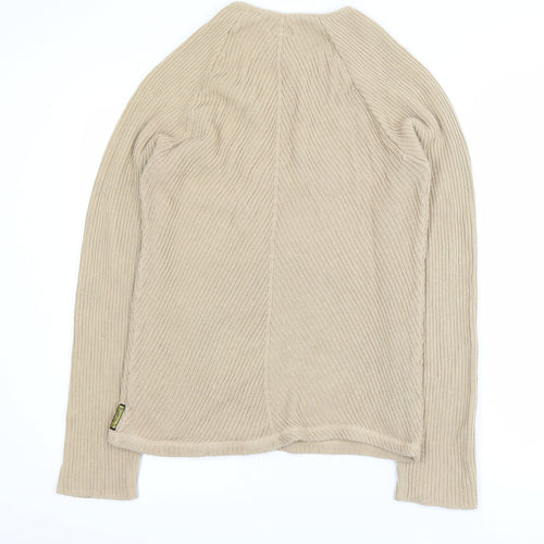 Armani Jeans Men Beige XL Ribbed Cotton Crew Neck Pullover Jumper