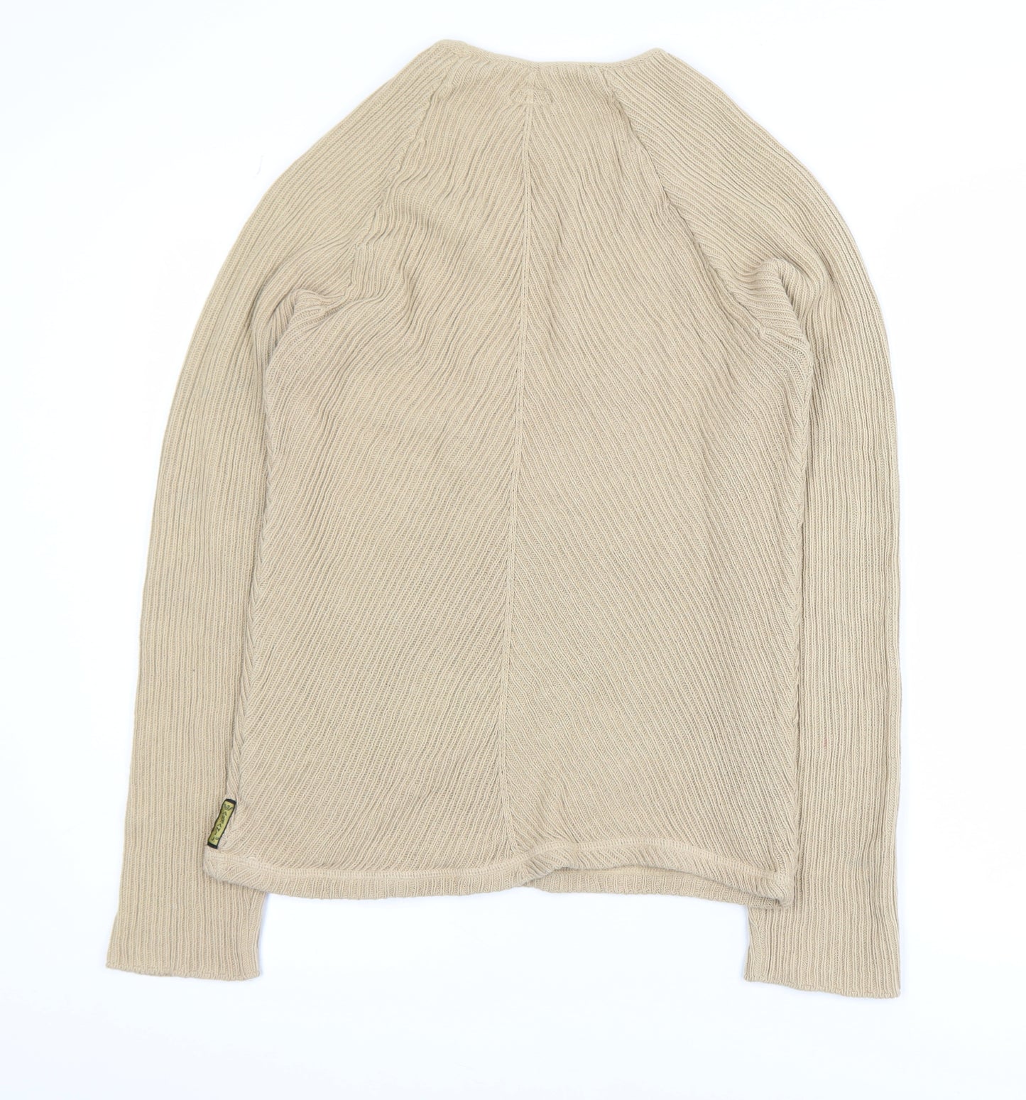 Armani Jeans Men Beige XL Ribbed Cotton Crew Neck Pullover Jumper