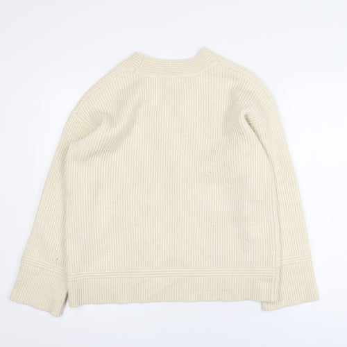 Marks and Spencer Womens Beige Wool V-Neck Pullover Jumper M