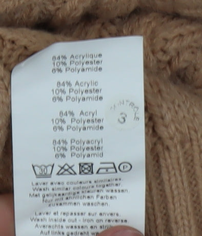 Damart Women Beige Cable-Knit Sleeveless V-Neck Jumper Vest M