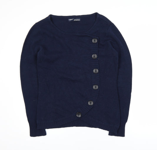Arizona Womens Blue Button Cardigan L Knit Long Sleeve Jumper