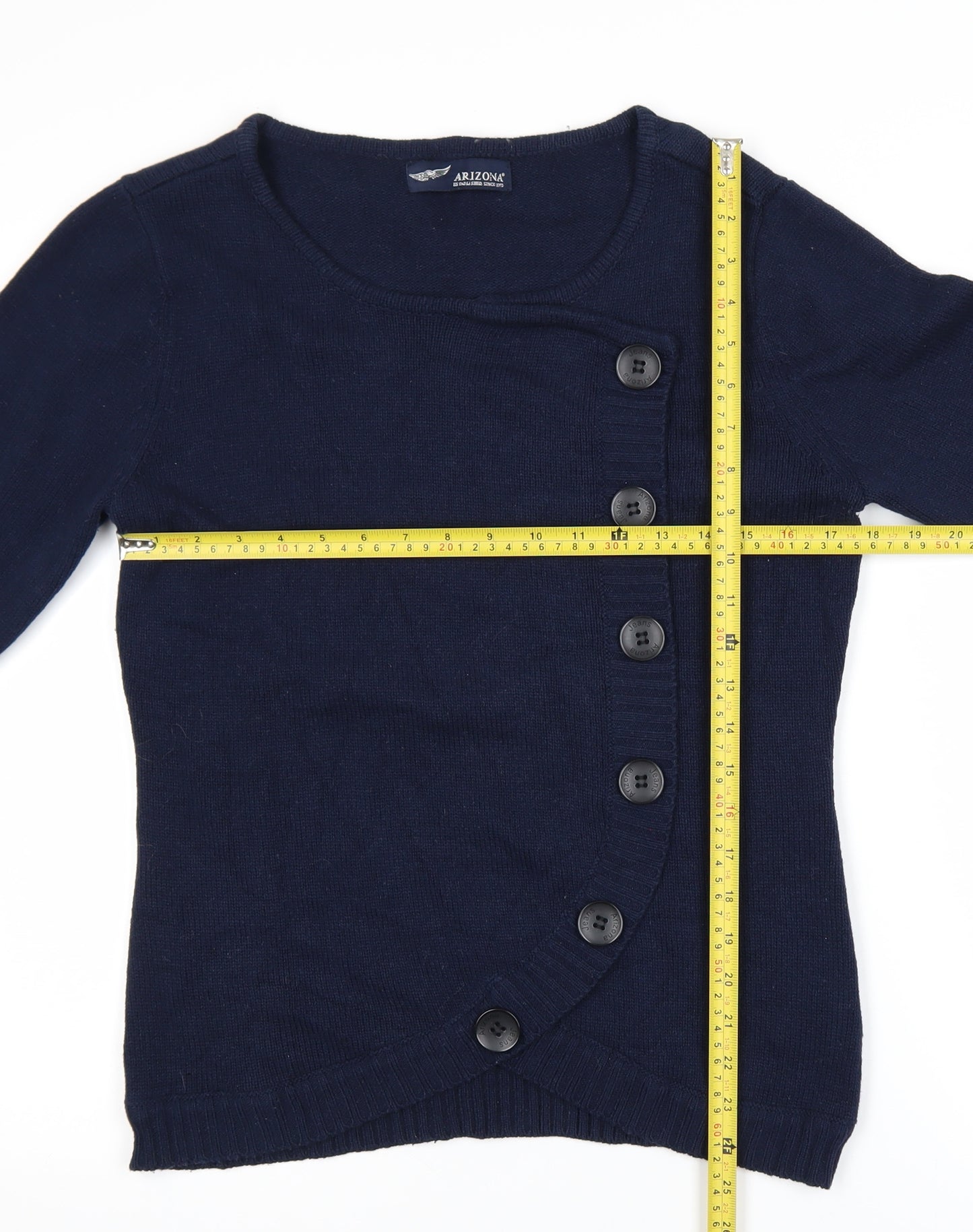 Arizona Womens Blue Button Cardigan L Knit Long Sleeve Jumper