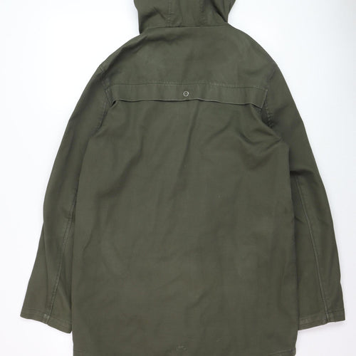 Topman Men’s Green Hooded Cotton Parka Coat Size M