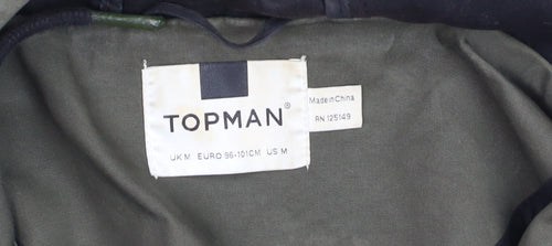 Topman Men’s Green Hooded Cotton Parka Coat Size M