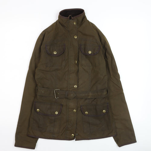 Elveden Square Women Brown Waxed Cotton Belted Field Jacket Size 8
